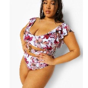 Boohoo plus size off the shoulder swimsuit 2 piece